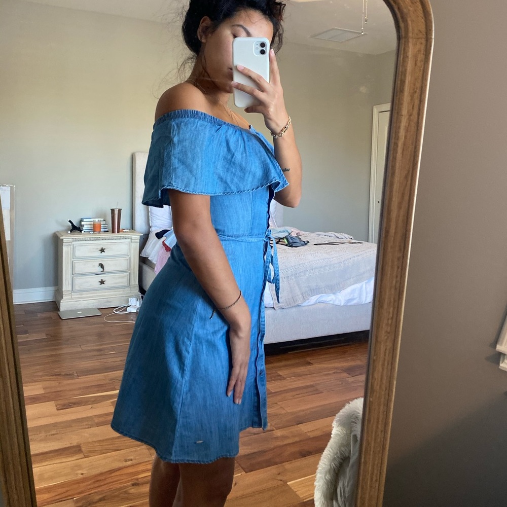 Button down off the shoulder dress
